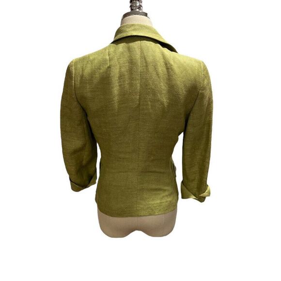 Akris Punto Green Linen Silk Blend Asymmetrical Button Blazer Jacket Size US 4 - Picture 4 of 12